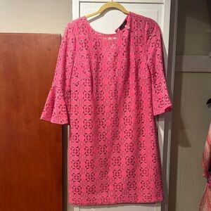 Trina Turk Vibrant Pink Lace Long Sleeve Dress